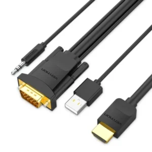 Vention Hdmi To Vga Cable With Audio Output And Usb Power Supply 1.5m Black - Abibg 1.5m