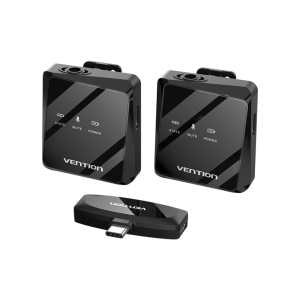 Vention USB-C 2-Pack Wireless Lavalier Microphone Black Type
